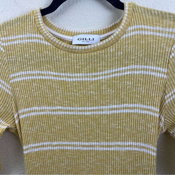 Gilli Yellow Striped Ribbed Mini Dress - Picture 5 of 9